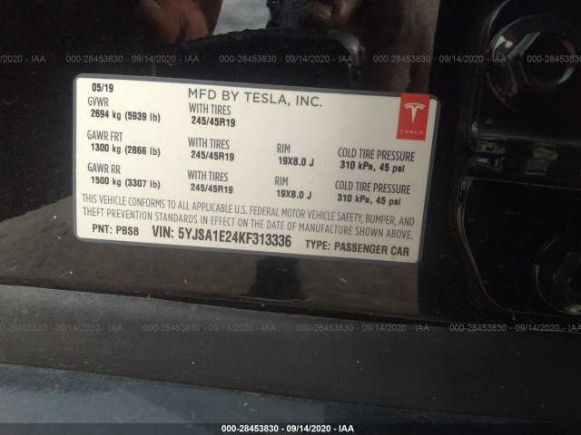 Photo 8 VIN: 5YJSA1E24KF313336 - TESLA MODEL S 