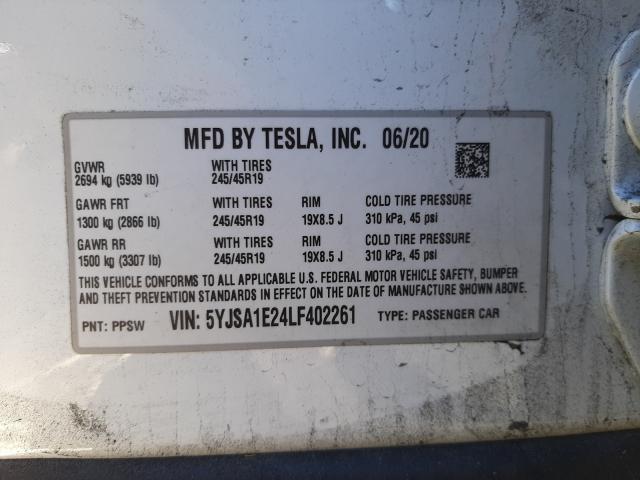 Photo 9 VIN: 5YJSA1E24LF402261 - TESLA MODEL S 