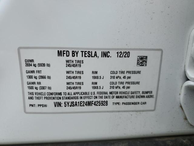 Photo 11 VIN: 5YJSA1E24MF425928 - TESLA MODEL S 