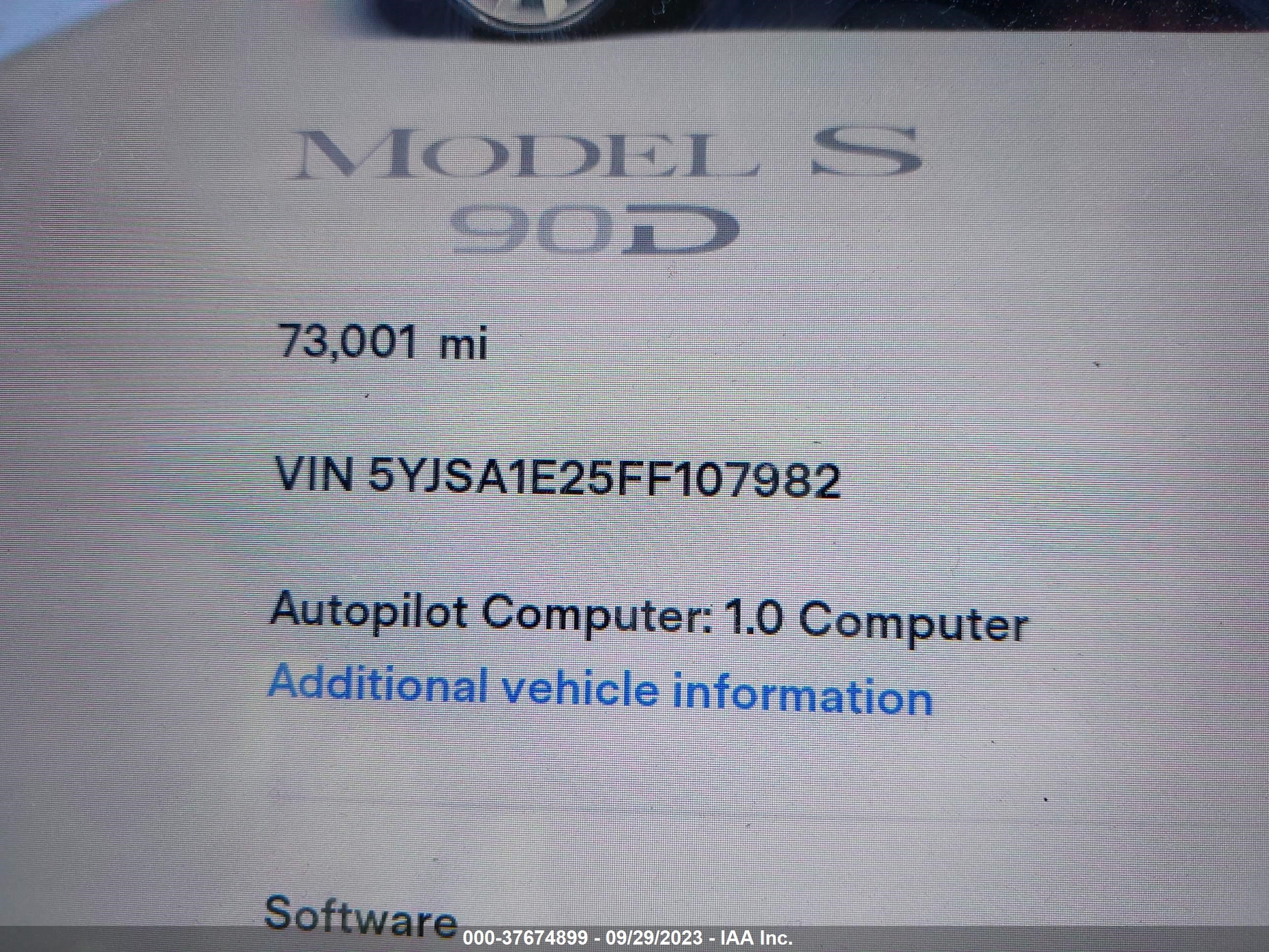 Photo 13 VIN: 5YJSA1E25FF107982 - TESLA MODEL S 