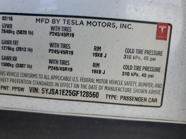 Photo 11 VIN: 5YJSA1E25GF128560 - TESLA MODEL S 