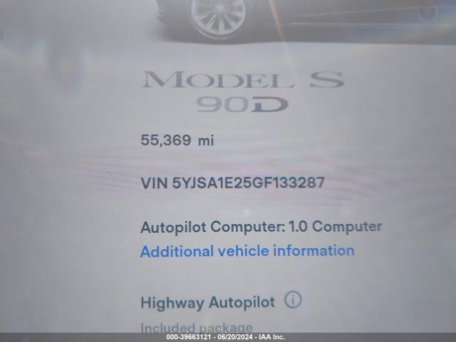 Photo 6 VIN: 5YJSA1E25GF133287 - TESLA MODEL S 