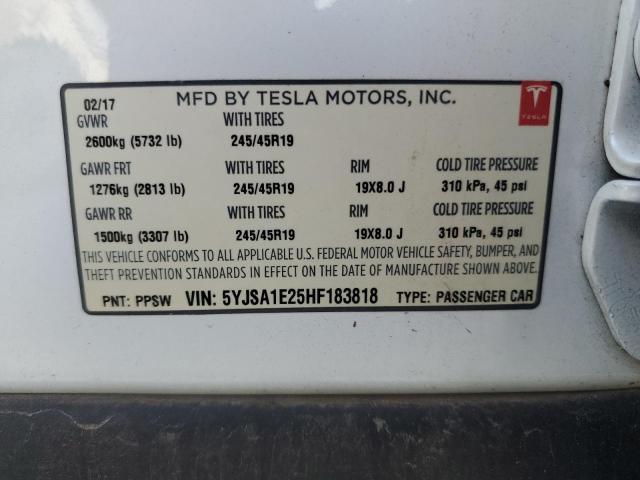 Photo 11 VIN: 5YJSA1E25HF183818 - TESLA MODEL S 