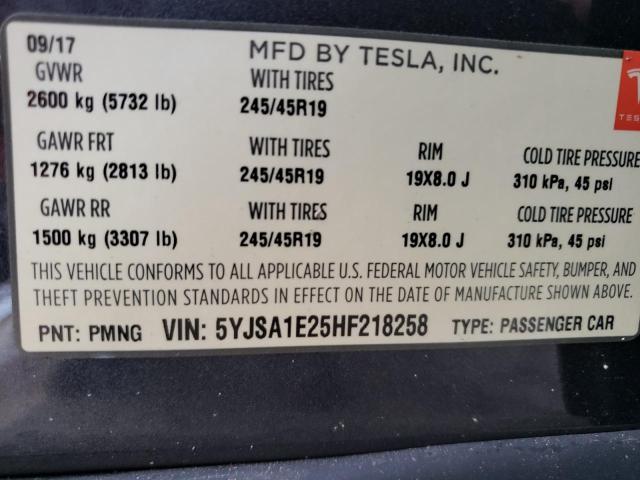 Photo 11 VIN: 5YJSA1E25HF218258 - TESLA MODEL S 