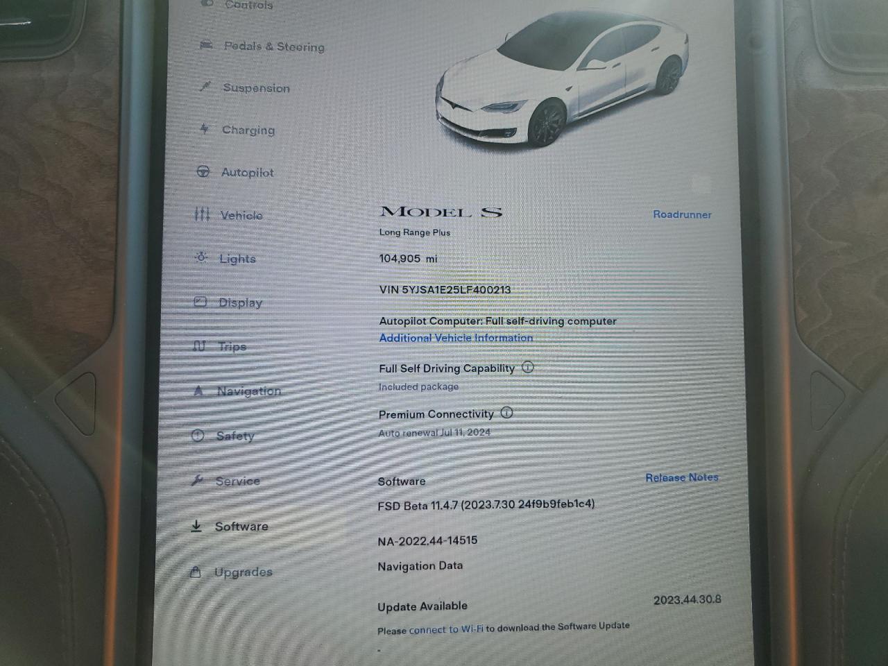 Photo 8 VIN: 5YJSA1E25LF400213 - TESLA MODEL S 