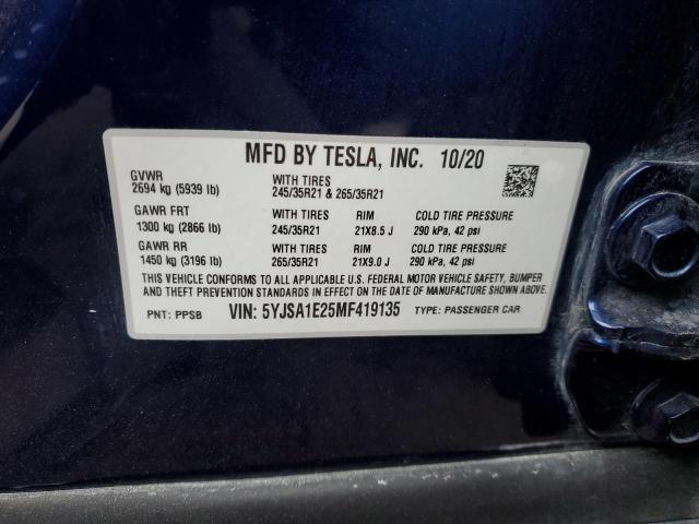 Photo 11 VIN: 5YJSA1E25MF419135 - TESLA MODEL S 