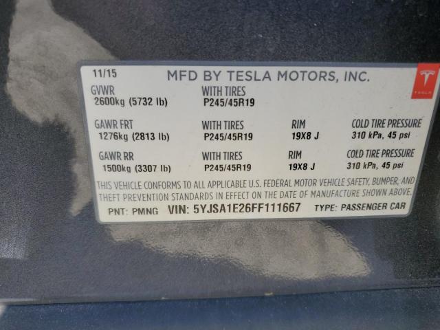 Photo 11 VIN: 5YJSA1E26FF111667 - TESLA MODEL S 