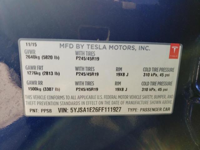 Photo 12 VIN: 5YJSA1E26FF111927 - TESLA MODEL S 