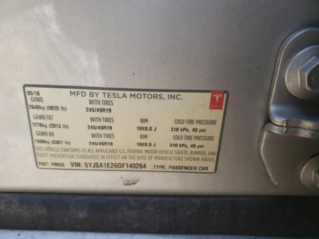 Photo 11 VIN: 5YJSA1E26GF140264 - TESLA MODEL S 