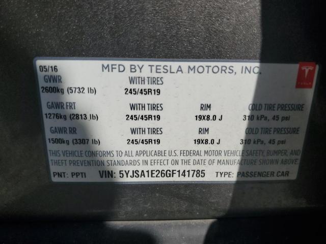 Photo 12 VIN: 5YJSA1E26GF141785 - TESLA MODEL S 