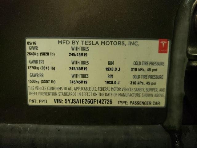 Photo 11 VIN: 5YJSA1E26GF142726 - TESLA MODEL S 