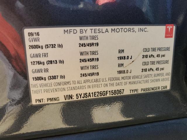 Photo 11 VIN: 5YJSA1E26GF158067 - TESLA MODEL S 