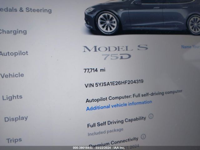 Photo 6 VIN: 5YJSA1E26HF204319 - TESLA MODEL S 