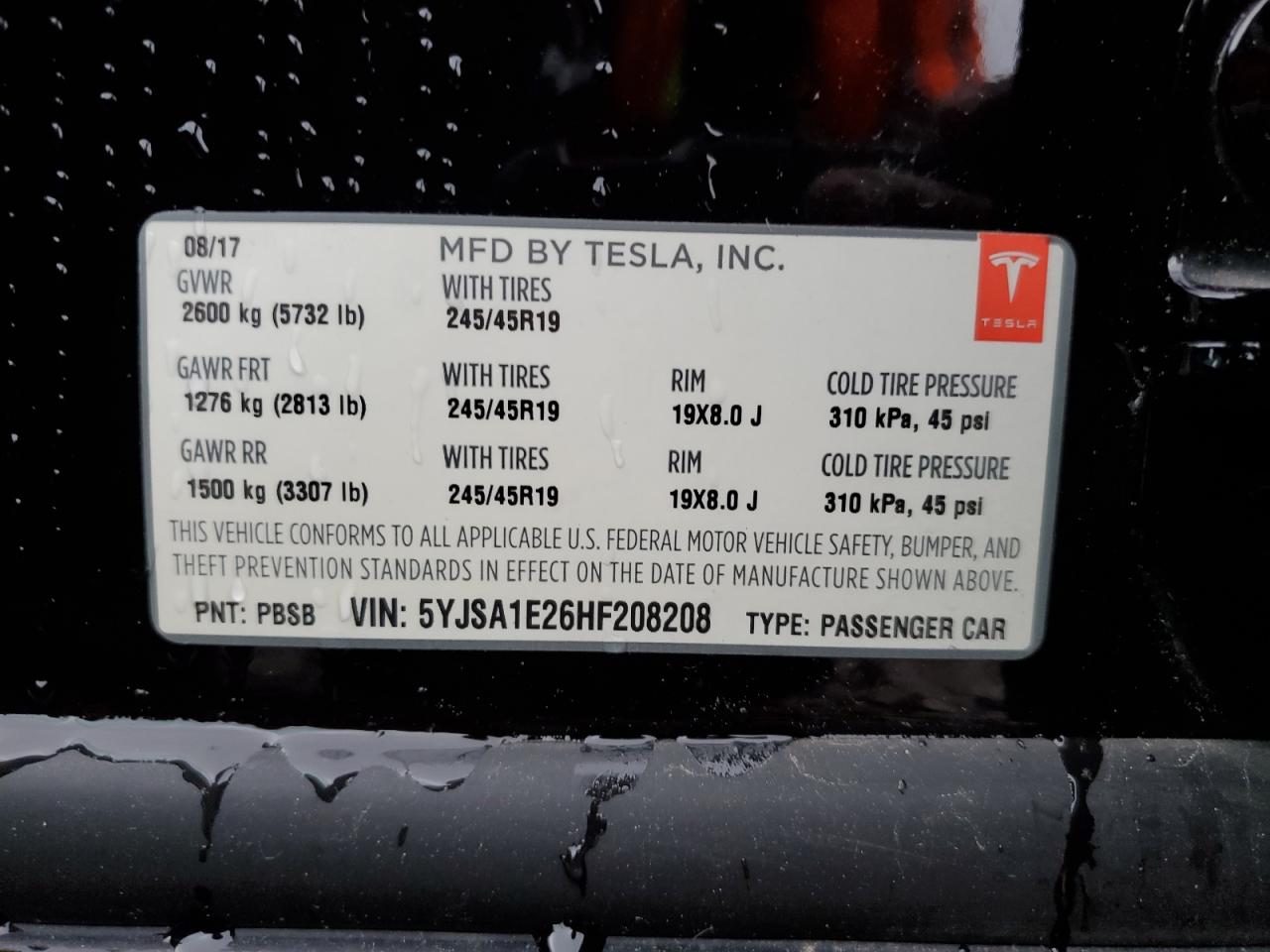 Photo 11 VIN: 5YJSA1E26HF208208 - TESLA MODEL S 