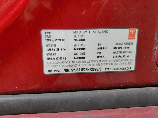 Photo 11 VIN: 5YJSA1E26HF209570 - TESLA MODEL S 