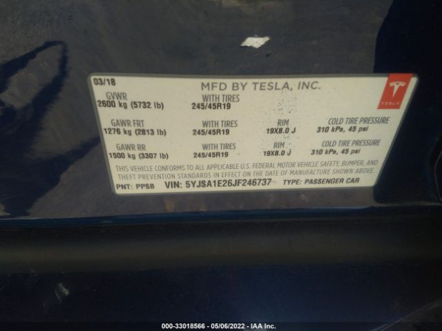 Photo 8 VIN: 5YJSA1E26JF246737 - TESLA MODEL S 