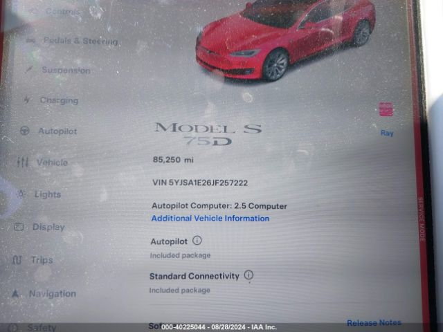 Photo 6 VIN: 5YJSA1E26JF257222 - TESLA MODEL S 