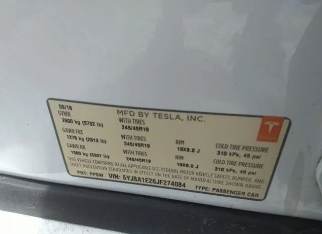 Photo 8 VIN: 5YJSA1E26JF274084 - TESLA MODEL S 