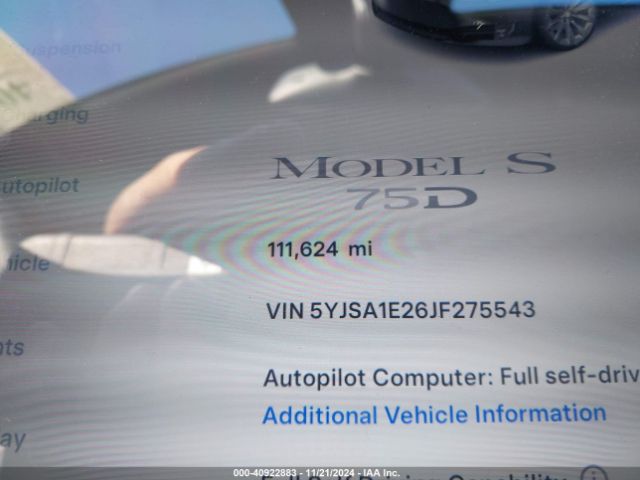 Photo 6 VIN: 5YJSA1E26JF275543 - TESLA MODEL S 