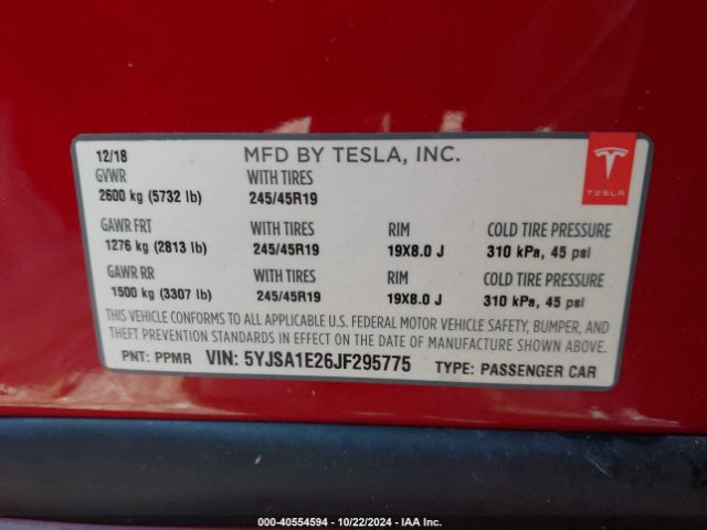 Photo 8 VIN: 5YJSA1E26JF295775 - TESLA MODEL S 