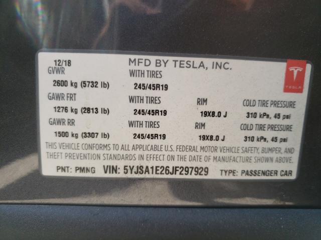 Photo 9 VIN: 5YJSA1E26JF297929 - TESLA MODEL S 