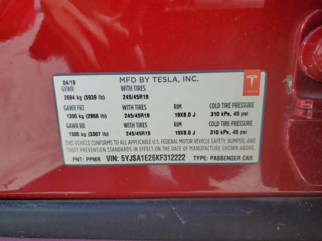 Photo 11 VIN: 5YJSA1E26KF312222 - TESLA MODEL S 