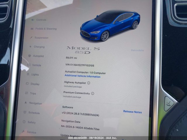 Photo 6 VIN: 5YJSA1E27FF102105 - TESLA MODEL S 