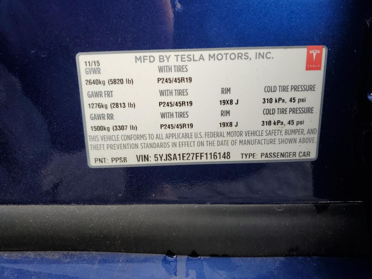 Photo 12 VIN: 5YJSA1E27FF116148 - TESLA MODEL S 