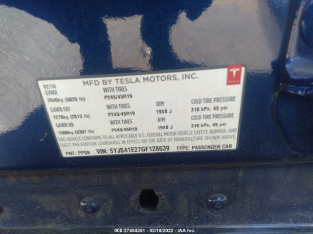 Photo 8 VIN: 5YJSA1E27GF128639 - TESLA MODEL S 