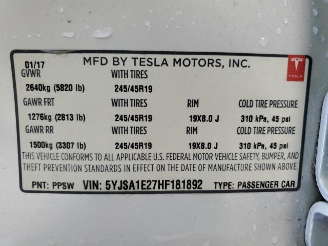 Photo 11 VIN: 5YJSA1E27HF181892 - TESLA MODEL S 