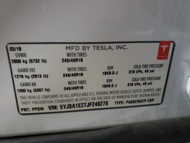 Photo 9 VIN: 5YJSA1E27JF246276 - TESLA MODEL S 