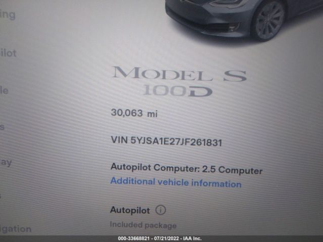 Photo 6 VIN: 5YJSA1E27JF261831 - TESLA MODEL S 