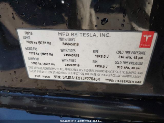 Photo 8 VIN: 5YJSA1E27JF275454 - TESLA MODEL S 