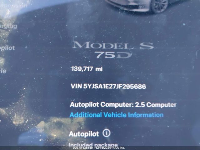 Photo 6 VIN: 5YJSA1E27JF295686 - TESLA MODEL S 