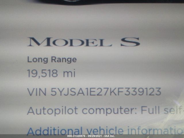 Photo 6 VIN: 5YJSA1E27KF339123 - TESLA MODEL S 