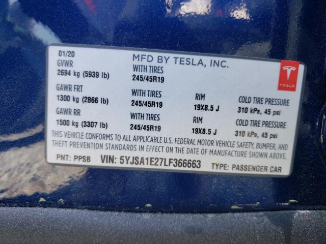 Photo 9 VIN: 5YJSA1E27LF366663 - TESLA MODEL S 