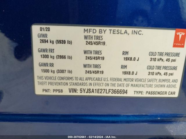 Photo 8 VIN: 5YJSA1E27LF366694 - TESLA MODEL S 