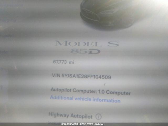 Photo 6 VIN: 5YJSA1E28FF104509 - TESLA MODEL S 