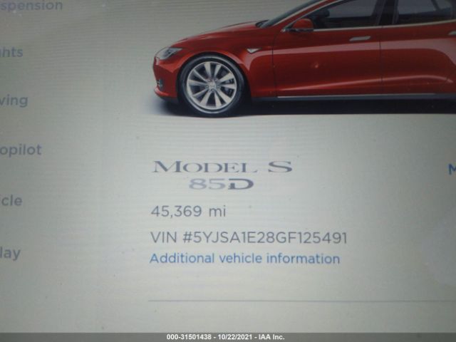 Photo 6 VIN: 5YJSA1E28GF125491 - TESLA MODEL S 