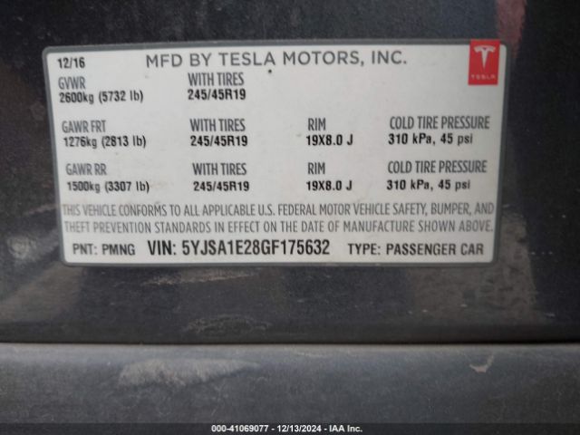 Photo 8 VIN: 5YJSA1E28GF175632 - TESLA MODEL S 