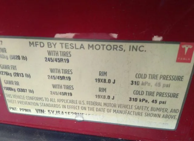 Photo 8 VIN: 5YJSA1E28HF153552 - TESLA MODEL S 