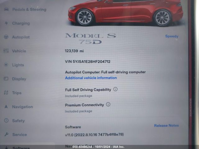 Photo 6 VIN: 5YJSA1E28HF204712 - TESLA MODEL S 