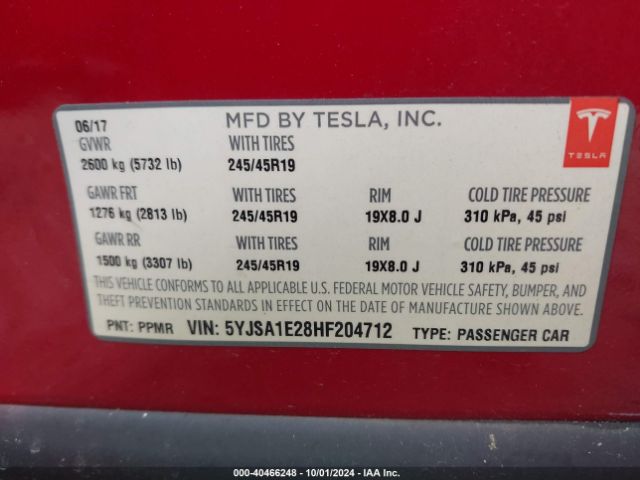 Photo 8 VIN: 5YJSA1E28HF204712 - TESLA MODEL S 