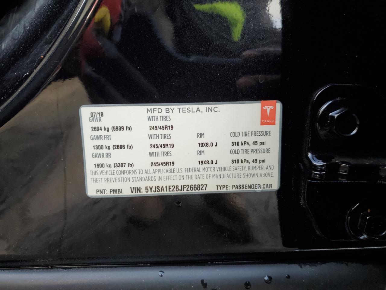 Photo 11 VIN: 5YJSA1E28JF266827 - TESLA MODEL S 