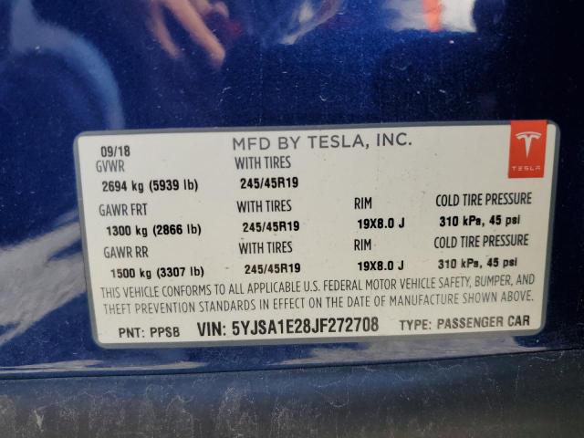 Photo 12 VIN: 5YJSA1E28JF272708 - TESLA MODEL S 