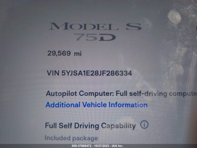 Photo 8 VIN: 5YJSA1E28JF286334 - TESLA MODEL S 