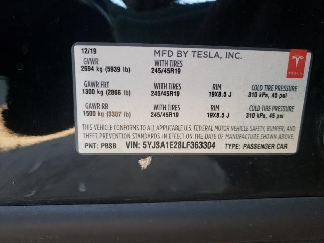 Photo 9 VIN: 5YJSA1E28LF363304 - TESLA MODEL S 