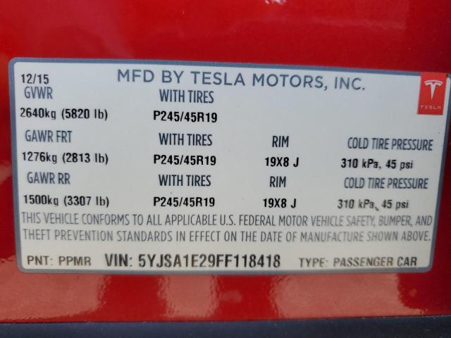 Photo 11 VIN: 5YJSA1E29FF118418 - TESLA MODEL S 