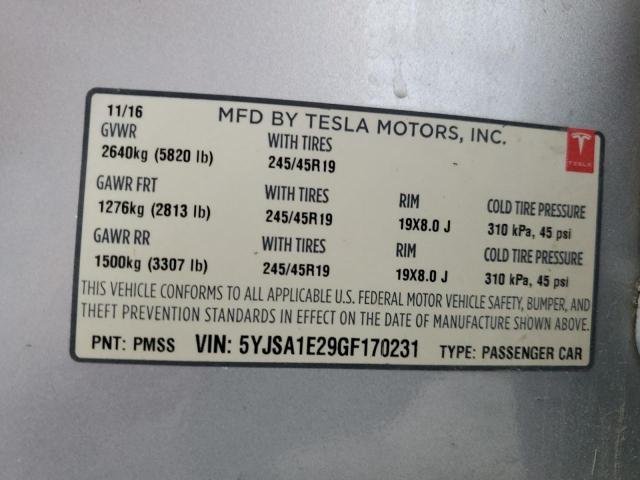 Photo 12 VIN: 5YJSA1E29GF170231 - TESLA MODEL S 