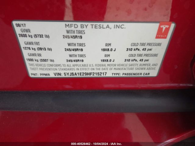 Photo 8 VIN: 5YJSA1E29HF215217 - TESLA MODEL S 